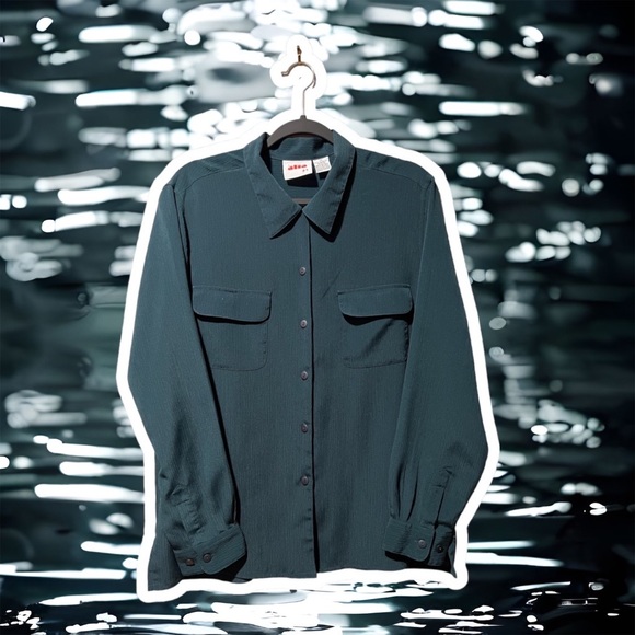 ❌SOLD❌Alia Ladies Sz 14 Emerald Green l/s Top - Picture 8 of 8